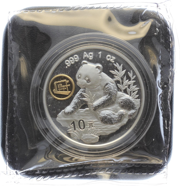 China 10 Yuan 1998 Silber Panda - Air Show China - 1 Unze Feinsilber